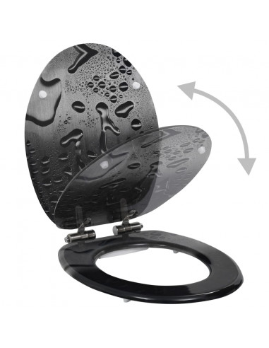 Copriwater 2 pz con Chiusura Ammortizzata in MDF Design Gocce