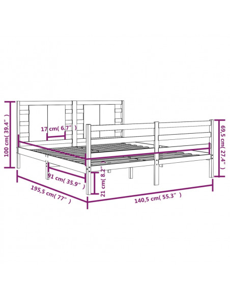 Giroletto in Legno Massello 135x190 cm Small Double