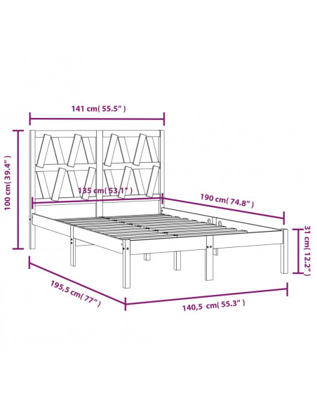 Giroletto in Legno Massello 135x190 cm Small Double