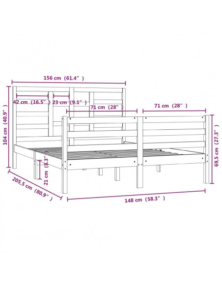 Giroletto in Legno Massello 150x200 cm King Size