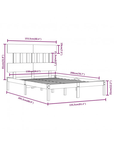 Giroletto in Legno Massello 150x200 cm King Size
