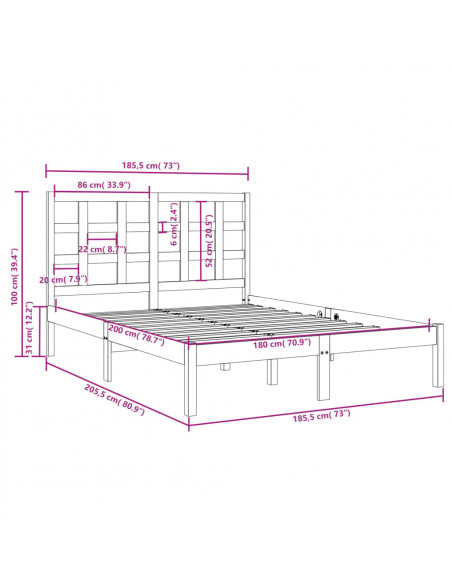 Giroletto in Legno Massello 180x200 cm Super King