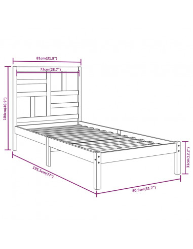 Giroletto in Legno Massello 75x190 cm Small Single