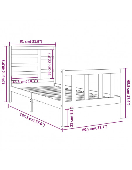 Giroletto in Legno Massello 75x190 cm Small Single