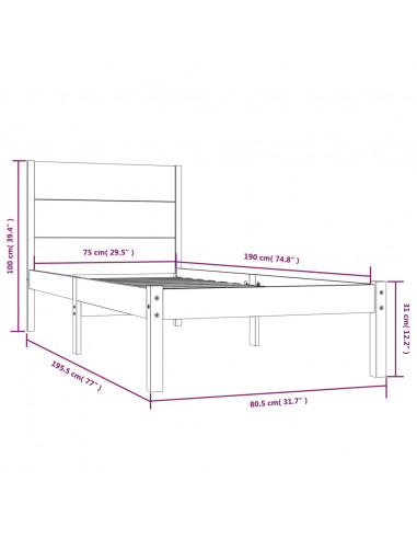 Giroletto in Legno Massello 75x190 cm Small Single