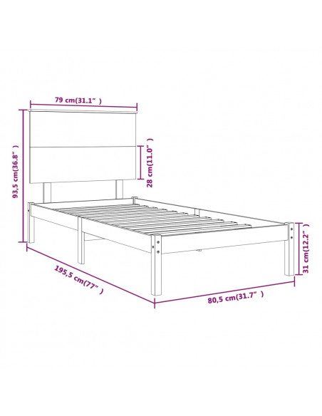 Giroletto in Legno Massello 75x190 cm Small Single