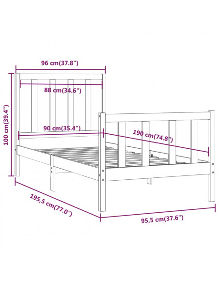 Giroletto in Legno Massello 90x190 cm Single