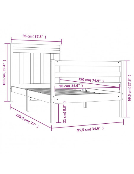 Giroletto in Legno Massello 90x190 cm Single