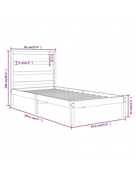 Giroletto in Legno Massello 90x190 cm Single
