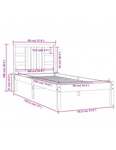 Giroletto in Legno Massello 90x190 cm Single