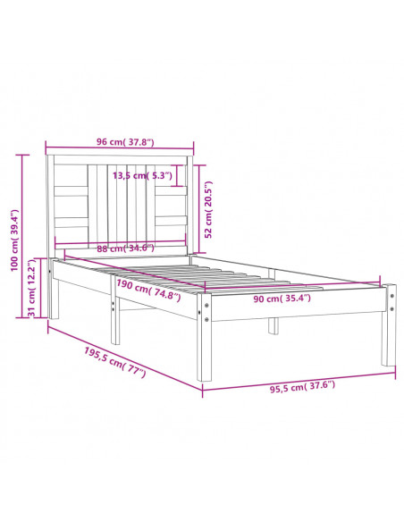 Giroletto in Legno Massello 90x190 cm Single