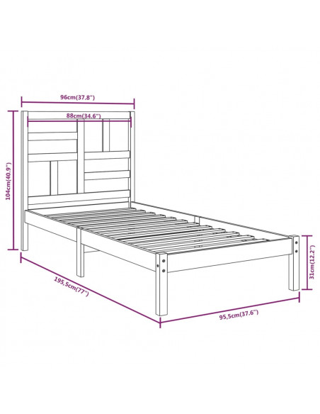 Giroletto in Legno Massello 90x190 cm Single