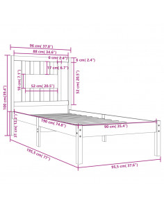 Giroletto in Legno Massello 90x190 cm Single