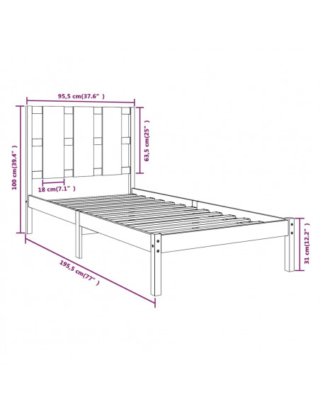 Giroletto in Legno Massello 90x190 cm Single