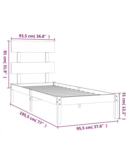Giroletto in Legno Massello 90x190 cm Single