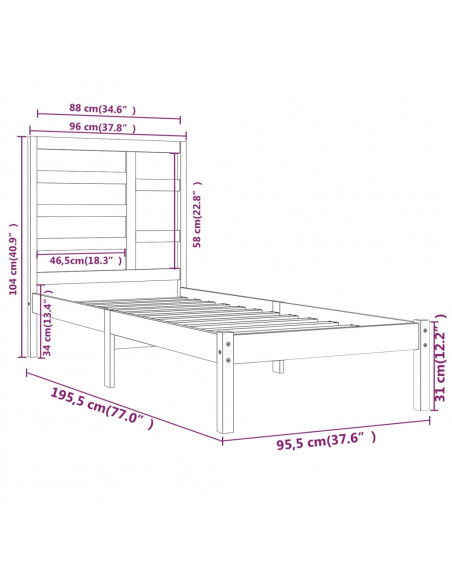 Giroletto in Legno Massello 90x190 cm Single
