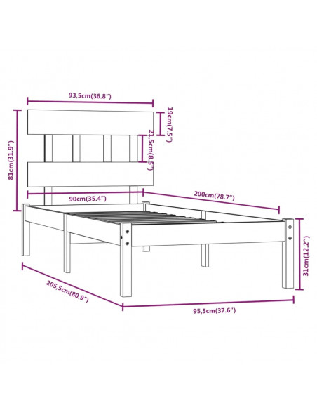 Giroletto in Legno Massello 90x200 cm