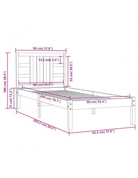 Giroletto in Legno Massello 90x200 cm