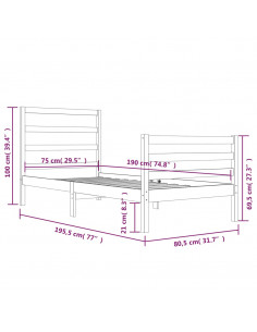 Giroletto in Legno Massello Bianco 75x190 cm Small Single