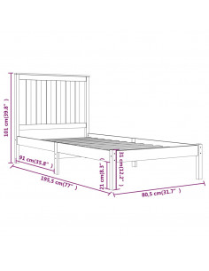 Giroletto in Legno Massello Bianco 75x190 cm Small Single