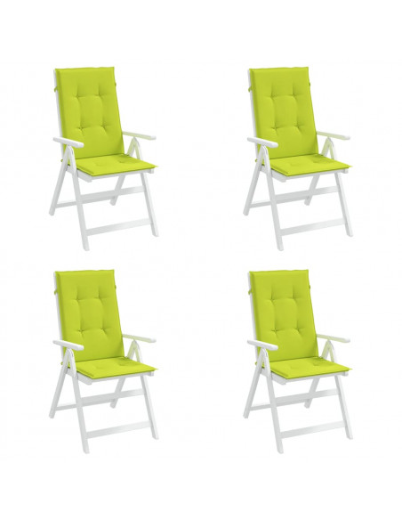 Cuscini per Sedie 4 pz Verde Brillante 120x50x3 cm in Tessuto