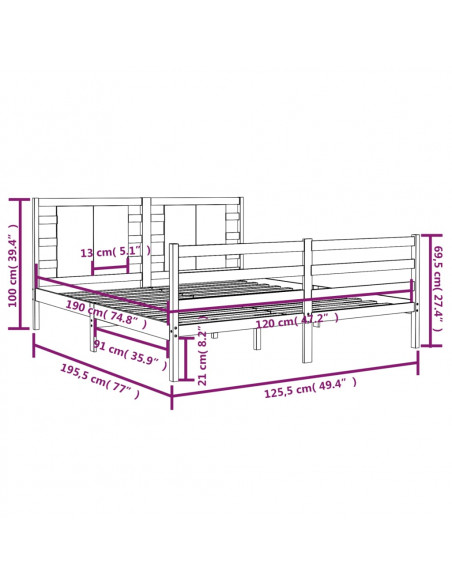 Giroletto in Legno Massello di Pino 120x190cm Small Double Giroletto in Legno Massello di Pino 120x190cm Small Double