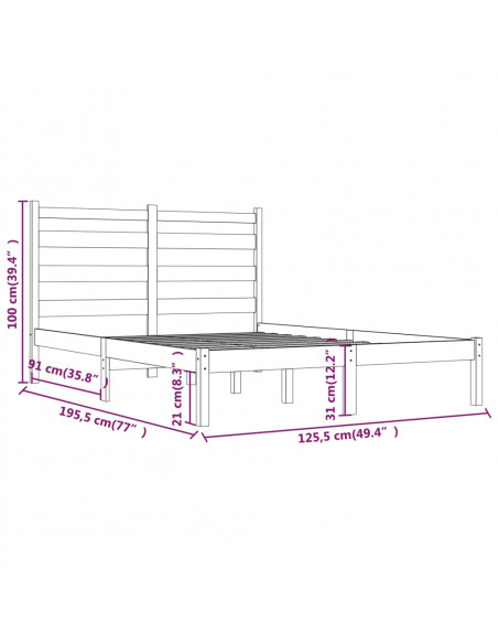Giroletto in Legno Massello di Pino 120x190cm Small Double