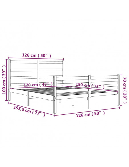 Giroletto in Legno Massello di Pino 120x190cm Small Double