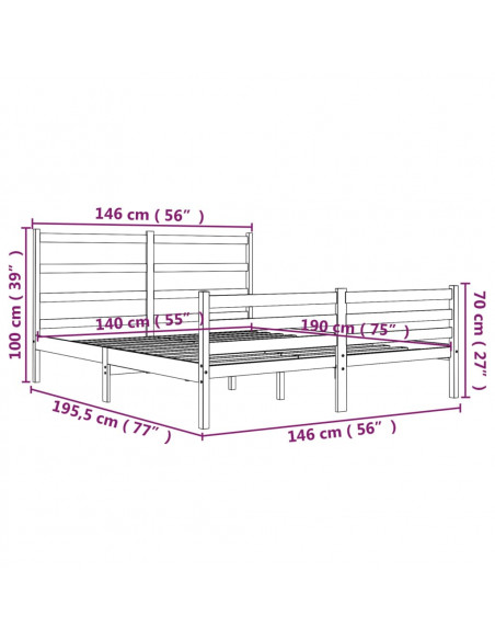 Giroletto in Legno Massello di Pino 140x190 cm Bianco