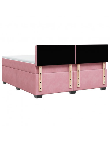 Giroletto a Molle con Materasso Rosa 180x200 cm in Velluto