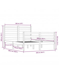 Giroletto in Legno Massello di Pino 160x200 cm