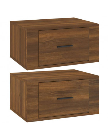 Comodini a Muro 2 pz Rovere Marrone 50x36x25 cm