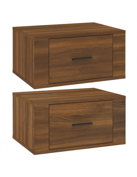 Comodini a Muro 2 pz Rovere Marrone 50x36x25 cm