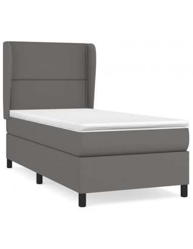 Giroletto a Molle con Materasso Grgio 90x200 cm in Similpelle