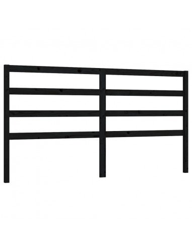 Testiera per Letto Nera 206x4x100 cm in Legno Massello di Pino