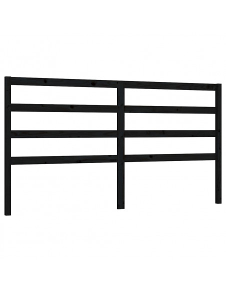 Testiera per Letto Nera 206x4x100 cm in Legno Massello di Pino
