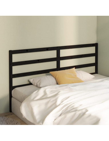 Testiera per Letto Nera 206x4x100 cm in Legno Massello di Pino