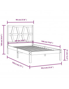 Giroletto in Legno Massello di Pino 90x190 cm Single