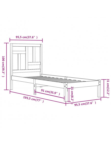 Giroletto in Legno Massello di Pino 90x190 cm Single