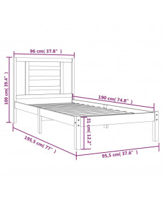 Giroletto in Legno Massello di Pino 90x190 cm Single