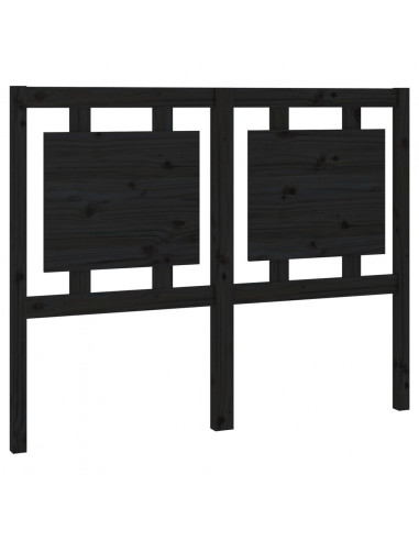 Testiera per Letto Nera 125,5x4x100cm in Legno Massello di Pino