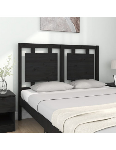 Testiera per Letto Nera 125,5x4x100cm in Legno Massello di Pino