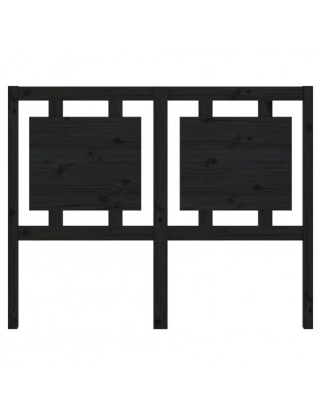 Testiera per Letto Nera 125,5x4x100cm in Legno Massello di Pino