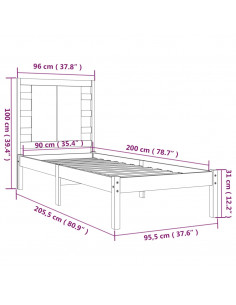 Giroletto in Legno Massello di Pino 90x200 cm