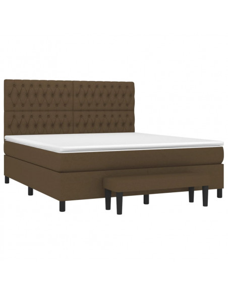 Giroletto a Molle con Materasso Marrone Scuro 180x200cm Tessuto