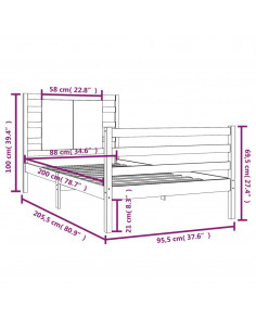 Giroletto in Legno Massello di Pino 90x200 cm