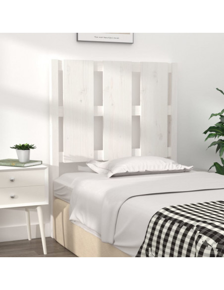 Testiera per Letto Bianca 80,5x4x100 cm Legno Massello di Pino