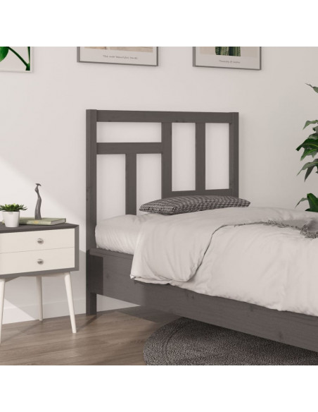 Testiera Letto Grigia 80,5x4x100 cm in Legno Massello di Pino