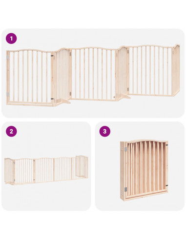 Cancello per Cani Pieghevole 6 Pannelli 480 cm Legno di Pioppo