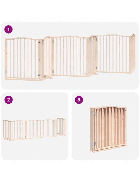Cancello per Cani Pieghevole 6 Pannelli 480 cm Legno di Pioppo